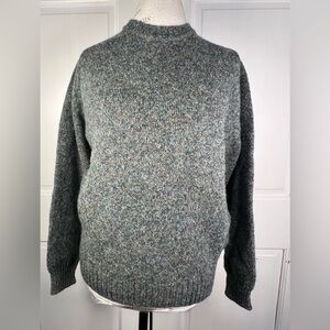 NWT VTG Lands' End Women's Shetland Wool Crew Neck Forest Green Marled Sz Large